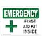 Signmission Safety Sign, OSHA EMERGENCY, 7" Height, First Aid Kit Inside, Landscape OS-EM-D-710-L-10372 - alternate 1
